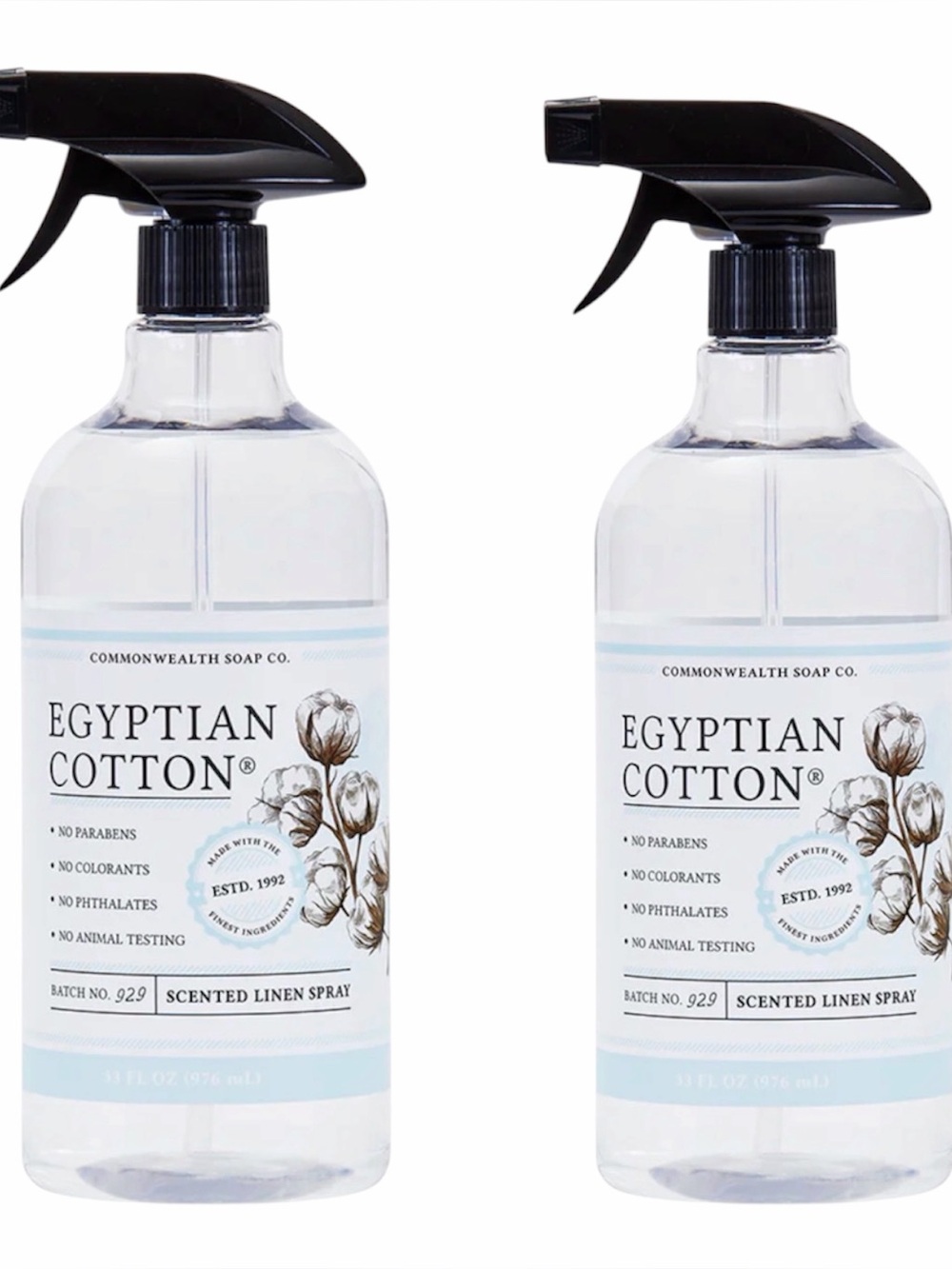 2 Commonwealth Soap & Toiletries CST EGYPTIAN COTTON Linen Spray Jumbo 33 oz